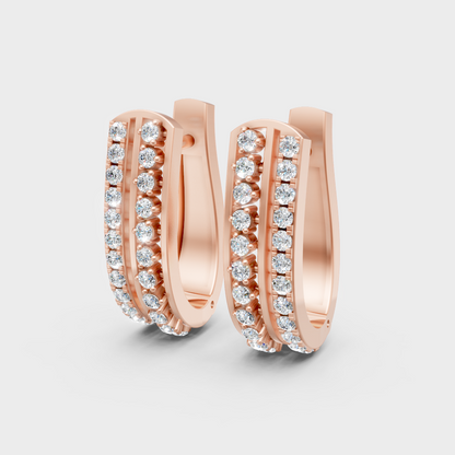 Hallmark Rose Gold Round Cut Lab Diamond Hoop Earrings For Women
