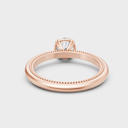  Blush Rose Gold Ring With Hallmarked Round Lab-Grown Diamond Solitaire
