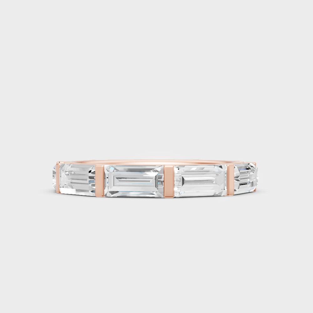 Modern 18K Rose Gold Eternity Band With 3.66Ct Baguette Lab-Grown Diamonds