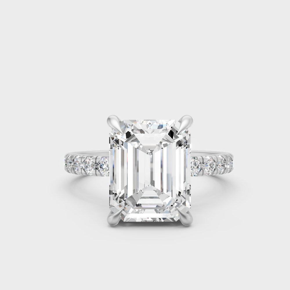Igi Certified 4.30 Carat Emerald-Cut Lab-Grown Diamond Hidden Halo In 14K White Gold