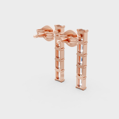 Ethical Lab Grown Baguette Diamond Stud Earrings For Women