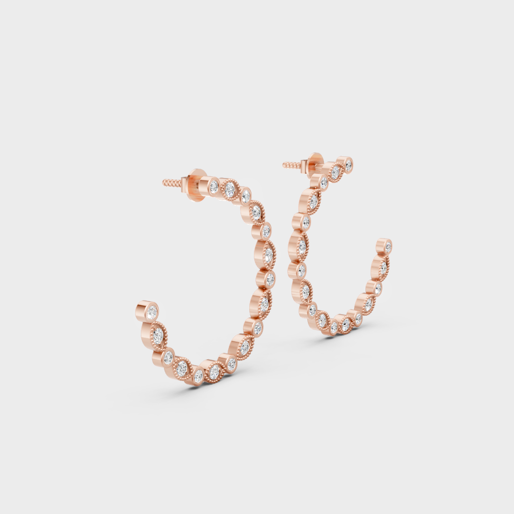 Elegant rose gold diamond hoops with a timeless and sustainable glow