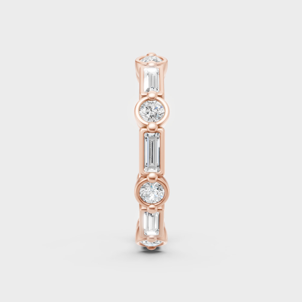 High-Polish Rose Gold 0.87 Carat Diamond Eternity Ring For Bold Geometric Sparkle