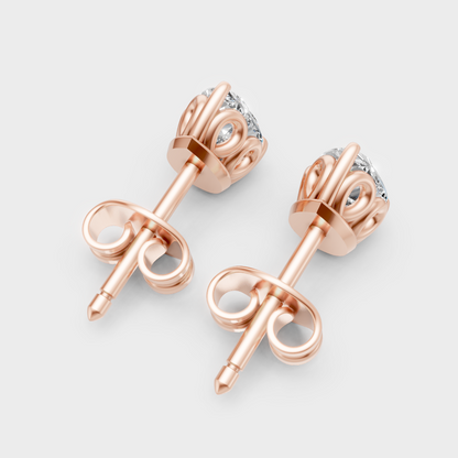 Pear Cut Lab Diamond Stud Earrings In Hallmark Rose Gold