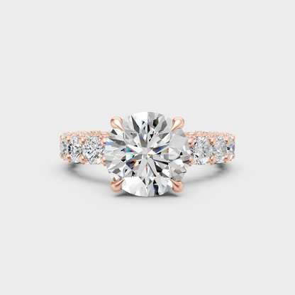 Romantic rose gold engagement ring with a round-cut lab-grown diamond