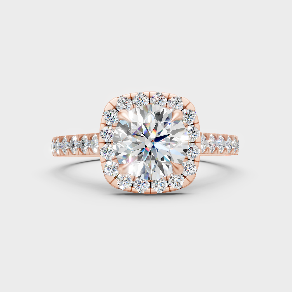 Romantic 18K Rose Gold Halo Ring With 1.83Ct Round Lab-Grown Diamond