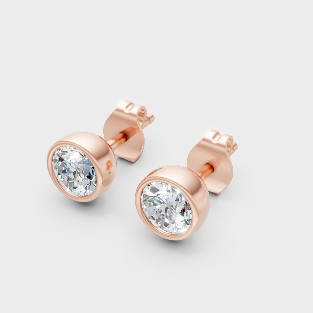 Certified 1 Carat Total Lab-Grown Diamond Earrings In Rose Gold