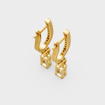 Round & Baguette Lab-Grown Diamond Drop Earrings in