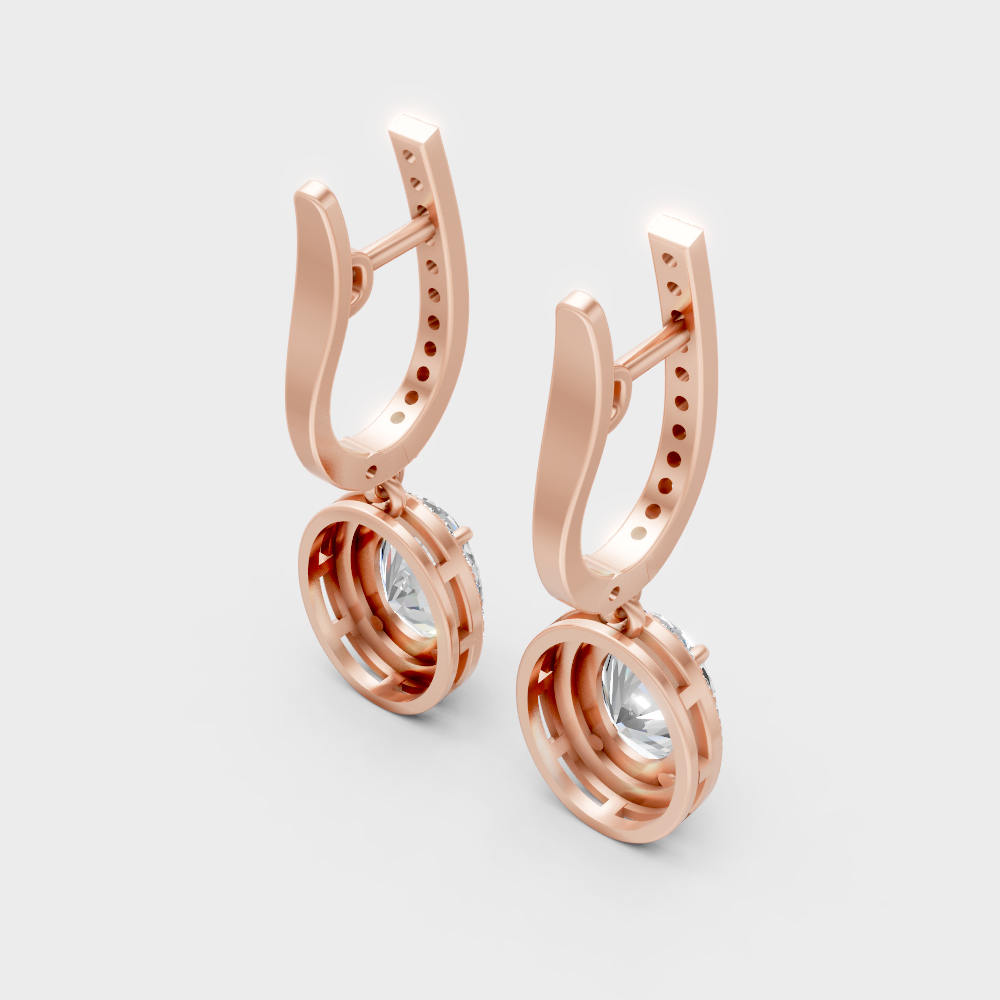 Statement Round And Oval Cut Diamond Earrings In Rose Gold