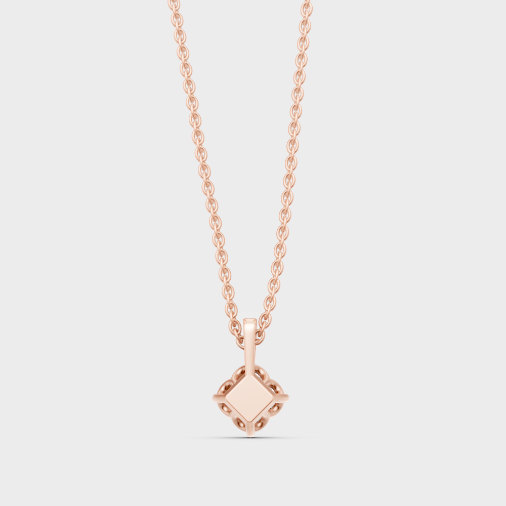 Blush Rose Gold Necklace With Hallmarked Princess Lab-Grown Diamond Detail