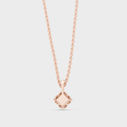 Blush Rose Gold Necklace With Hallmarked Princess Lab-Grown Diamond Detail