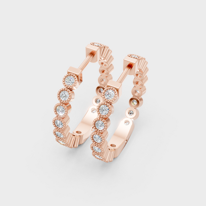 Certified lab-grown diamond hoops in rose gold
