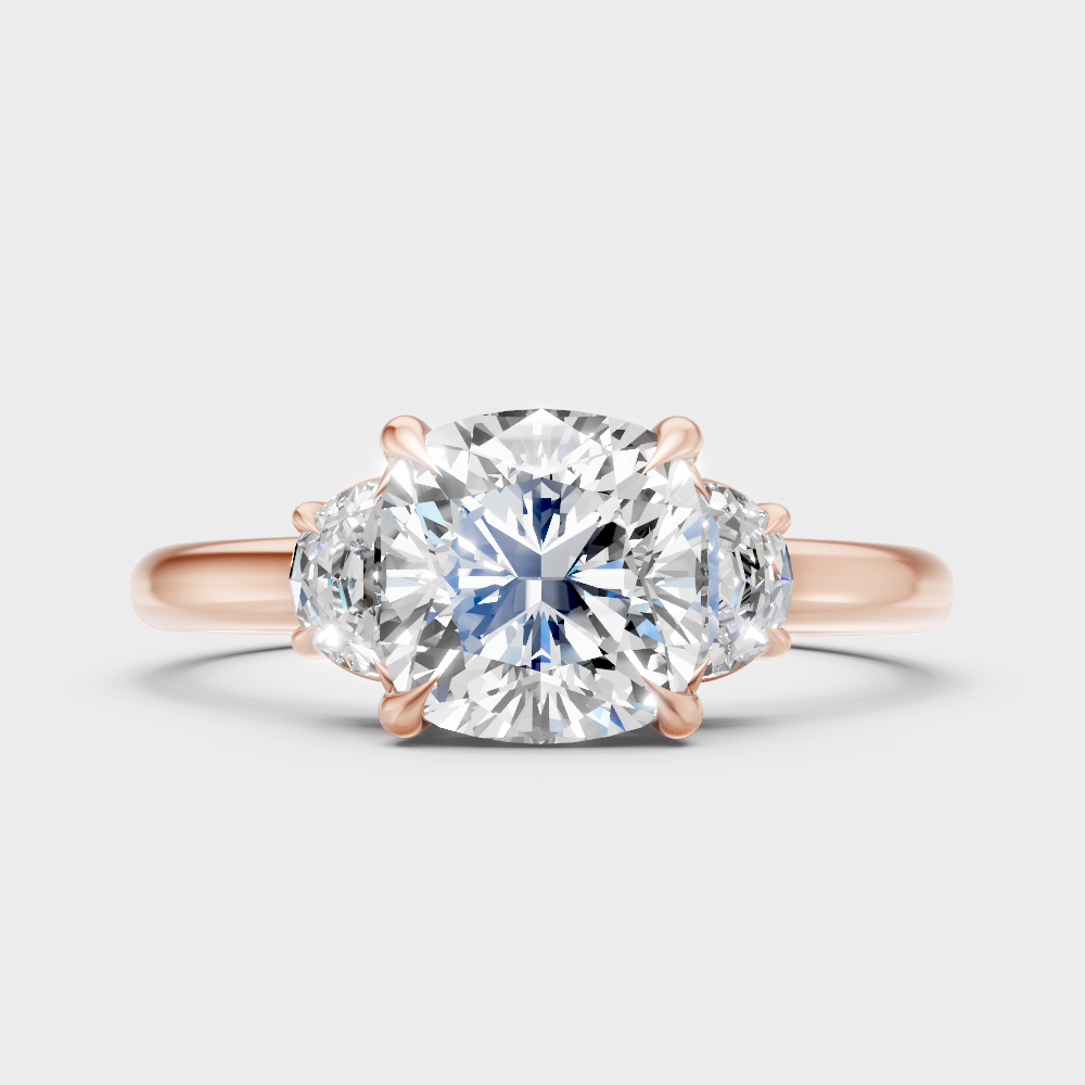 Romantic 18K Rose Gold Engagement Ring With A 1.64 Carat Round Three-Stone Diamond