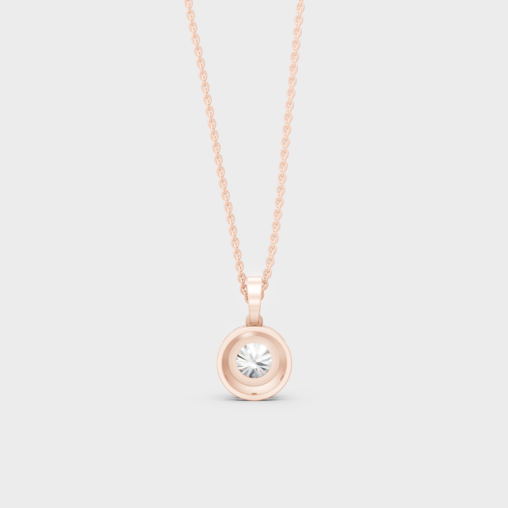 Statement 2.39 Ct Round Cut Diamond Halo Necklace Rose Gold