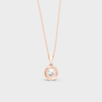 Statement 2.39 Ct Round Cut Diamond Halo Necklace Rose Gold