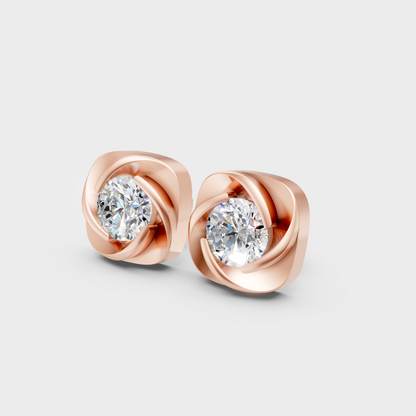 Luxury Lab Grown Diamond Stud Earrings 0.90 Ct Each In 18K Rose Gold