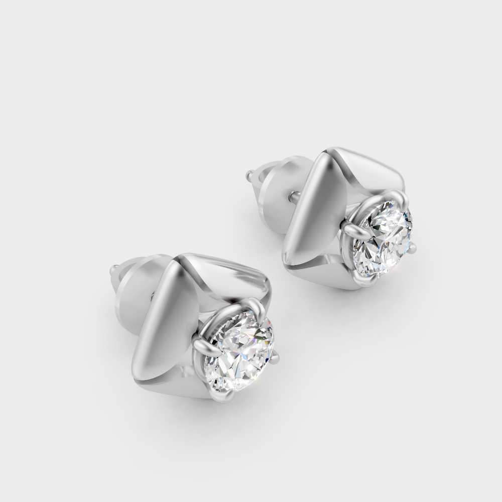Round Cut Lab Grown Diamond Earrings in