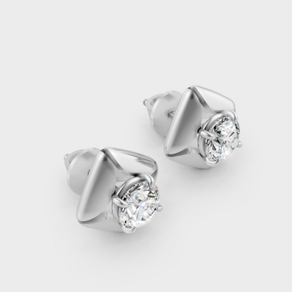 Round Cut Lab Grown Diamond Earrings in