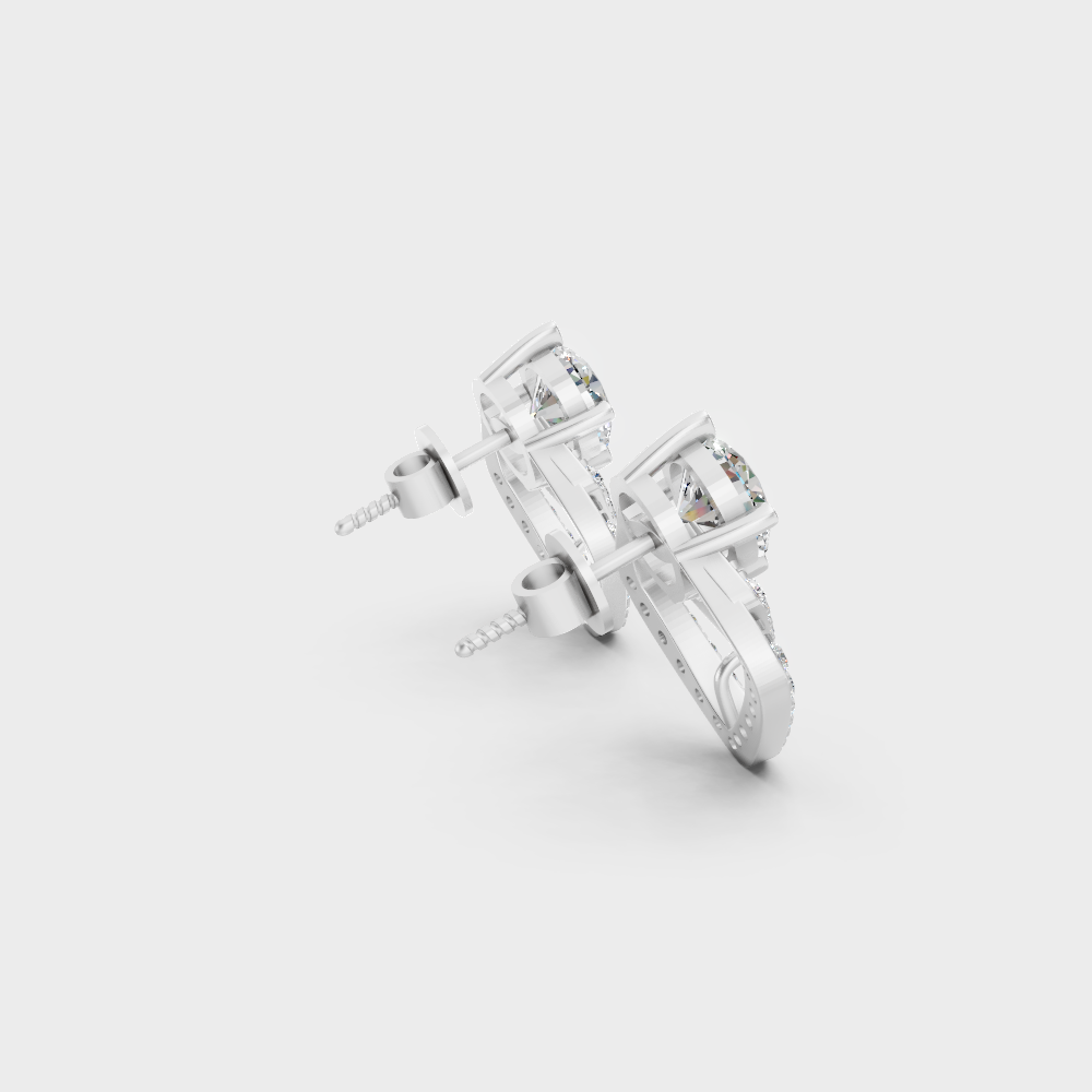 Certified 3.41 Ct Round Diamond Stud Earrings Platinum