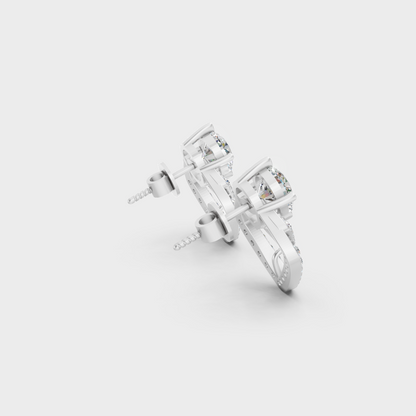 Certified 3.41 Ct Round Diamond Stud Earrings Platinum