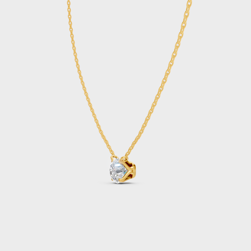 Luxury 1 Ct Lab Diamond Necklace Yellow Gold