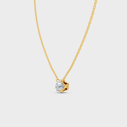 Luxury 1 Ct Lab Diamond Necklace Yellow Gold