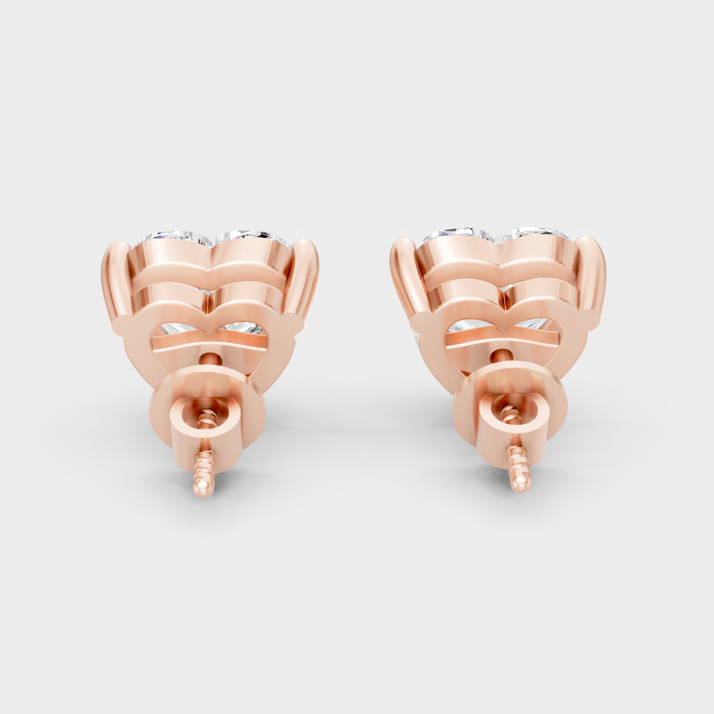 Ethical Lab-Grown Heart Diamond Earrings Rose Gold
