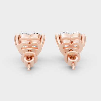 Ethical Lab-Grown Heart Diamond Earrings Rose Gold