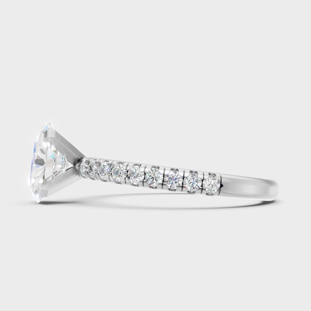 9K White Gold Oval-Shaped Lab-Grown Diamond Ring With High-Brilliance Finish