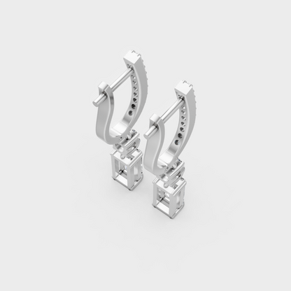 Round & Baguette Lab-Grown Diamond Drop Earrings in