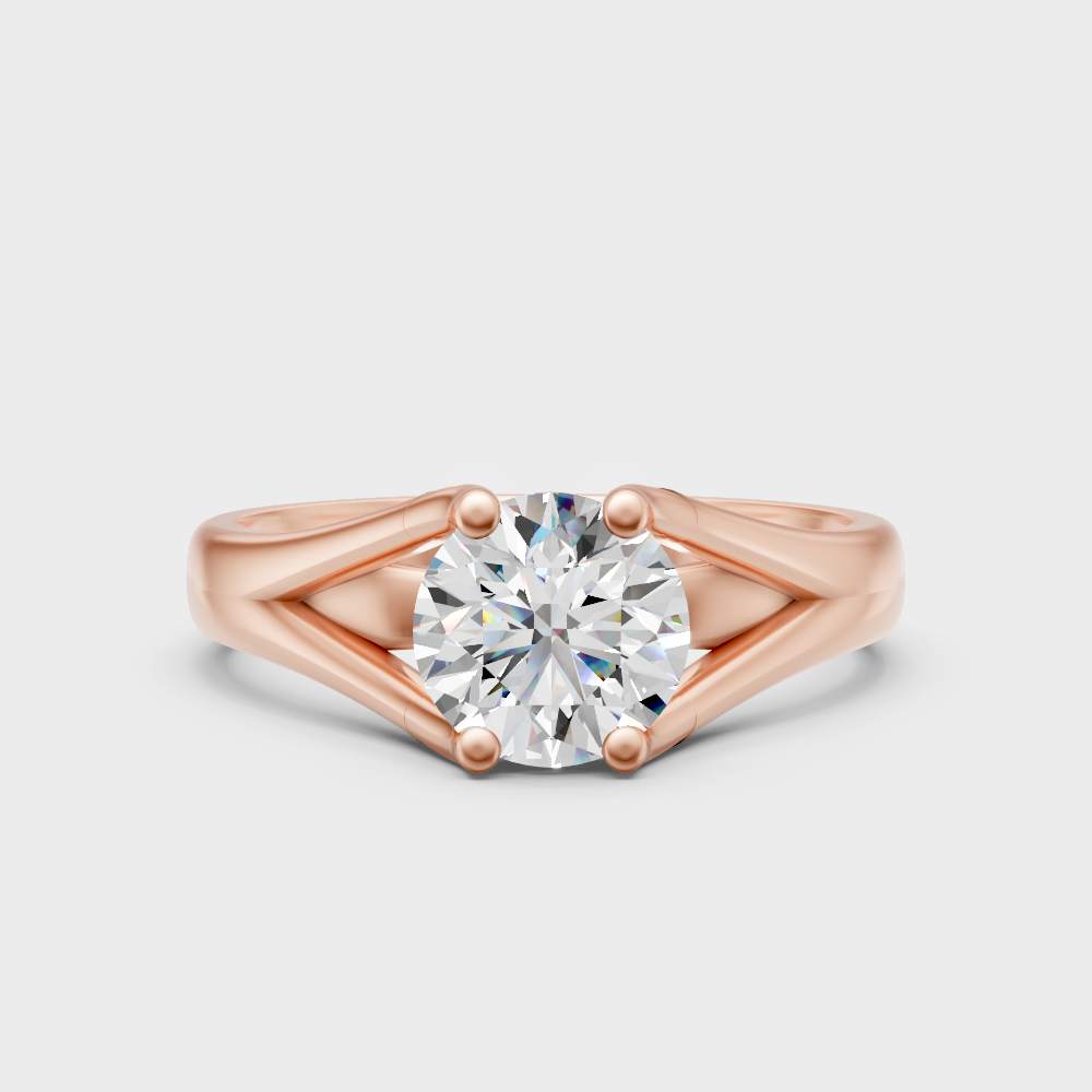 Unique Rose Gold Ring Featuring A Igi Certified  Round Lab Diamond Solitaire