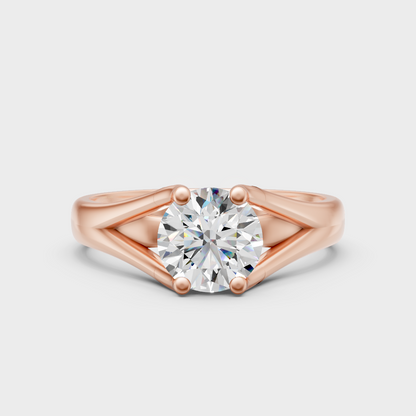 Unique Rose Gold Ring Featuring A Igi Certified  Round Lab Diamond Solitaire