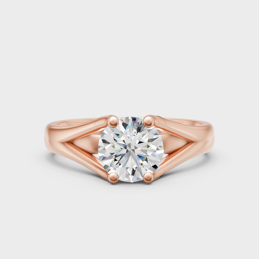 Unique Rose Gold Ring Featuring A Igi Certified  Round Lab Diamond Solitaire