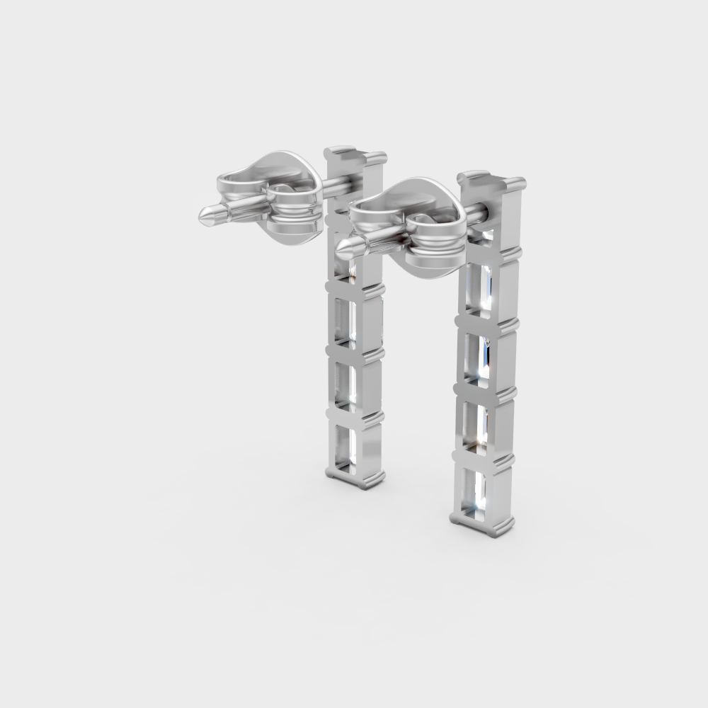 0.35 Ct Each Lab Grown Baguette Diamond Stud Earrings In Platinum 950