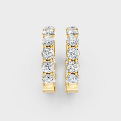 Brilliant Round Cut Lab Diamond Hoop Earrings In 14K Yellow Gold Hallmark