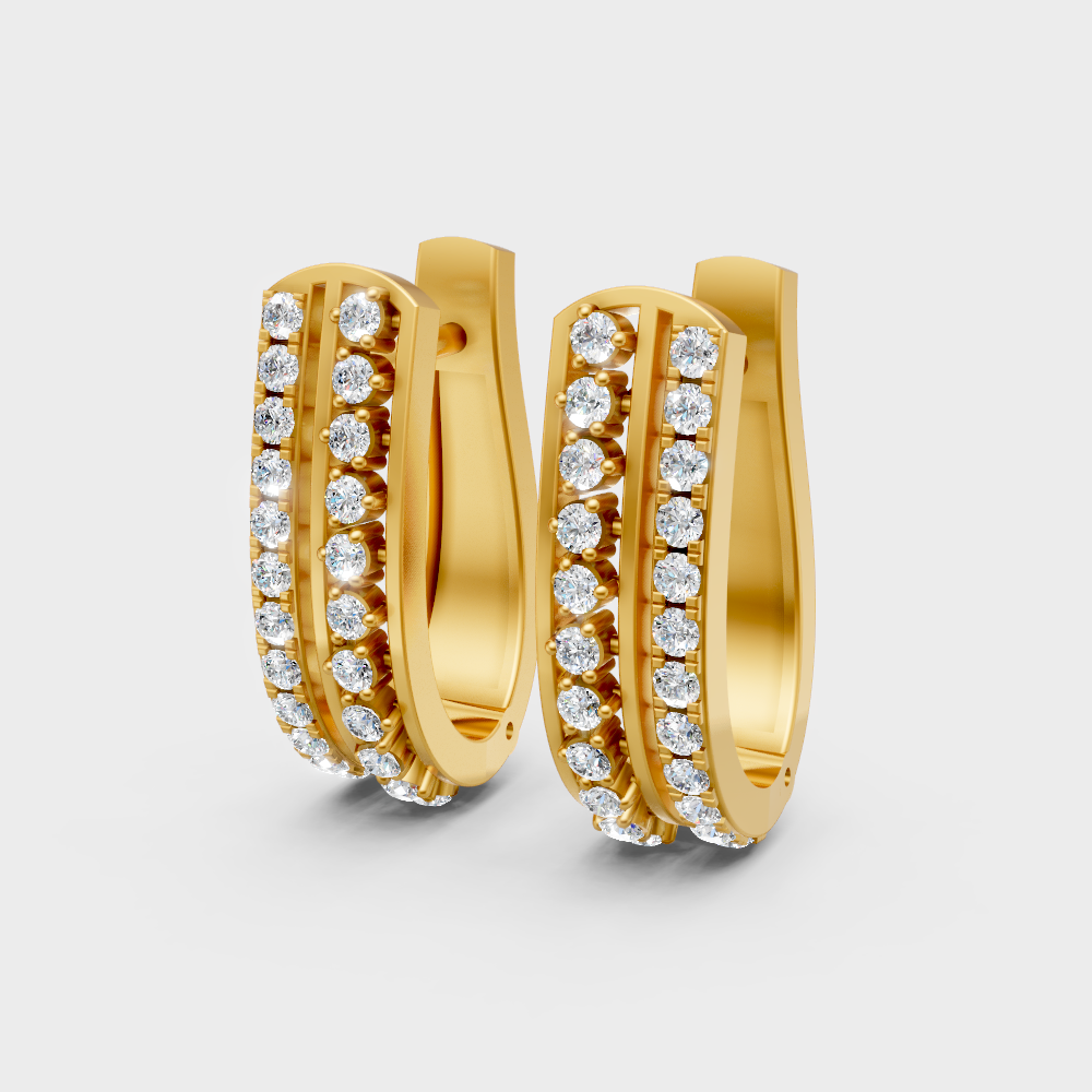 Hallmark Yellow Gold Round Cut Lab Diamond Hoop Earrings For Women