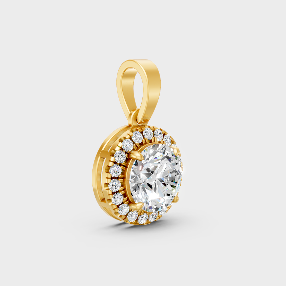 Sustainable Yellow Gold Pendant With Gli Certified Round-Cut Lab-Grown Diamonds