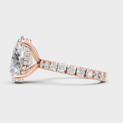 High-Polish Rose Gold 3.89 Carat Oval Lab Diamond Ring For Maximum Sparkle