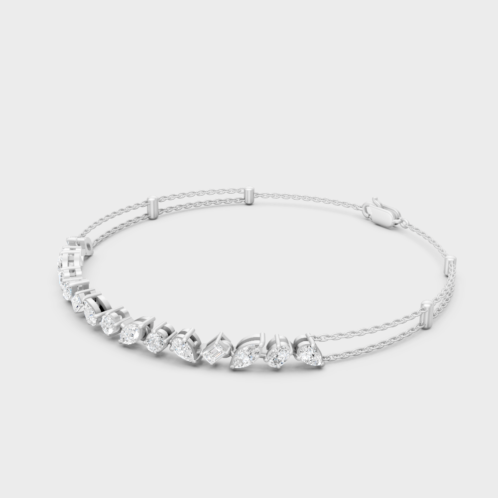 Luxury Multi Shape Diamond Bracelet Platinum Jewelry