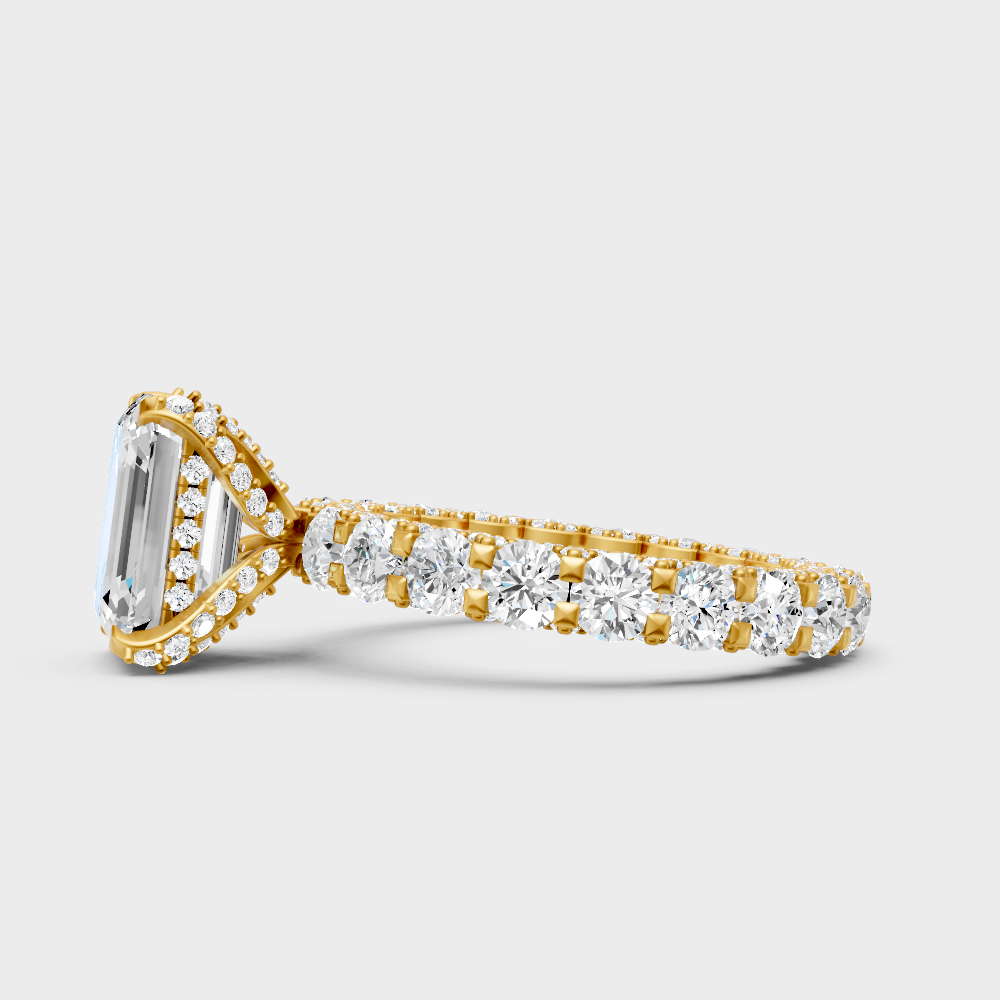 9K Yellow Gold Emerald-Shaped Lab-Grown Diamond Ring For Sophisticated Ethical Luxury