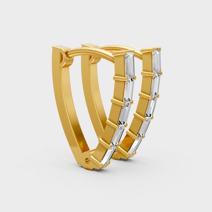 Elegant Lab-Grown Diamond Hoop Earrings In Yellow Gold