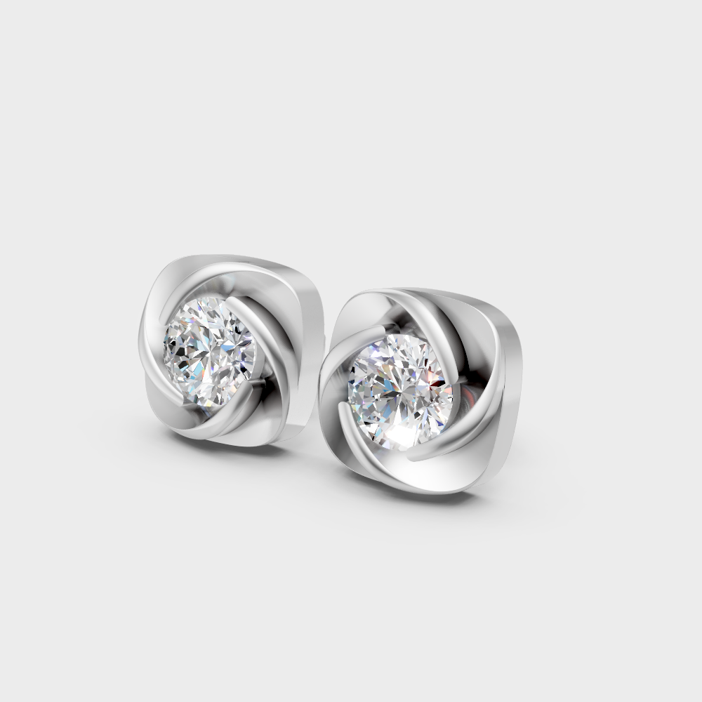 Luxury Lab Grown Diamond Stud Earrings 0.90 Ct Each In 18K White Gold
