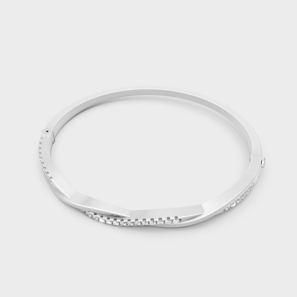 Classic Diamond Kada Bracelet White Gold