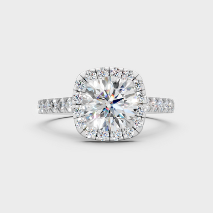 Certified 1.83 Carat Round-Cut Lab-Grown Diamond Halo In 14K White Gold