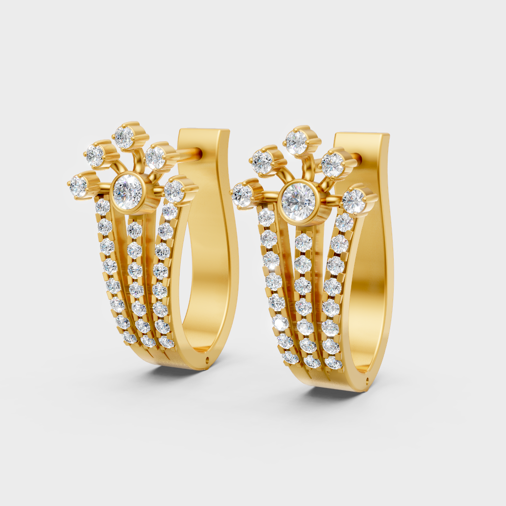 Luxury Yellow Gold Lab-Grown Diamond Hoop Earrings 0.30 Ct Each