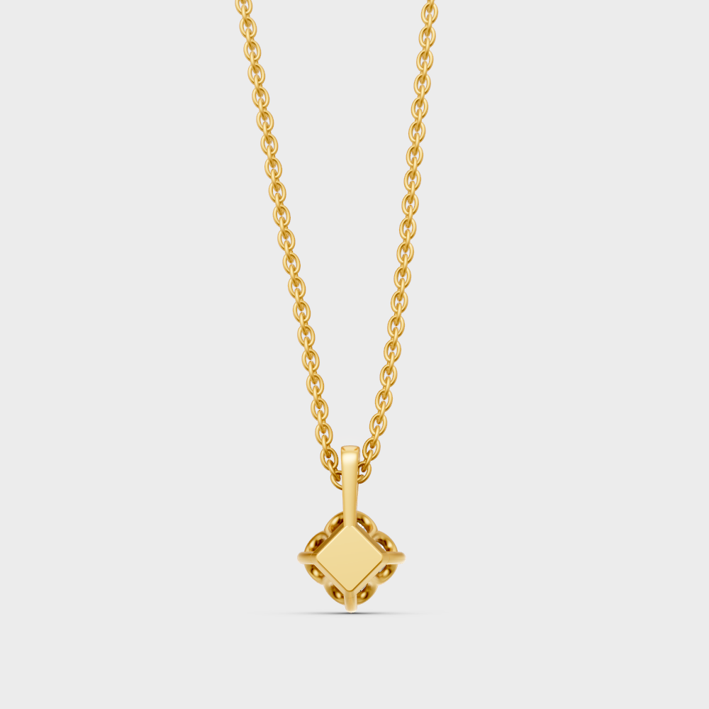 Hallmarked 18K Yellow Gold Pendant With Brilliant Princess Lab-Grown Diamonds