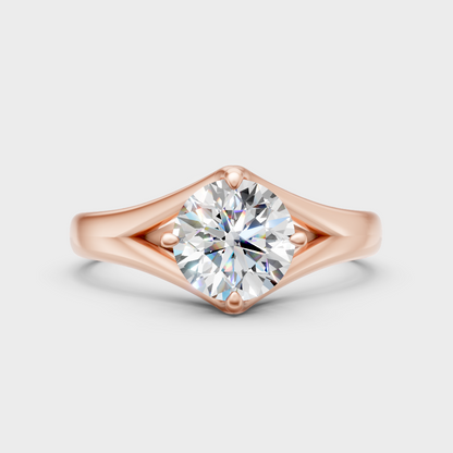 Unique Rose Gold Ring Featuring A Igi Certified Round Lab Diamond Solitaire
