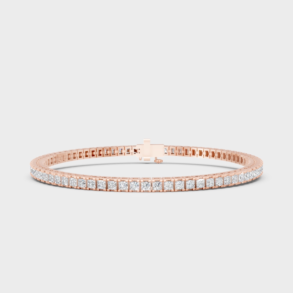 Hallmark 14K Rose Gold GLI Certified Princess Cut Diamond Bracelet