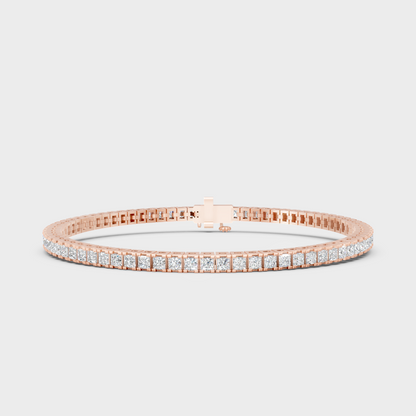 Hallmark 14K Rose Gold GLI Certified Princess Cut Diamond Bracelet