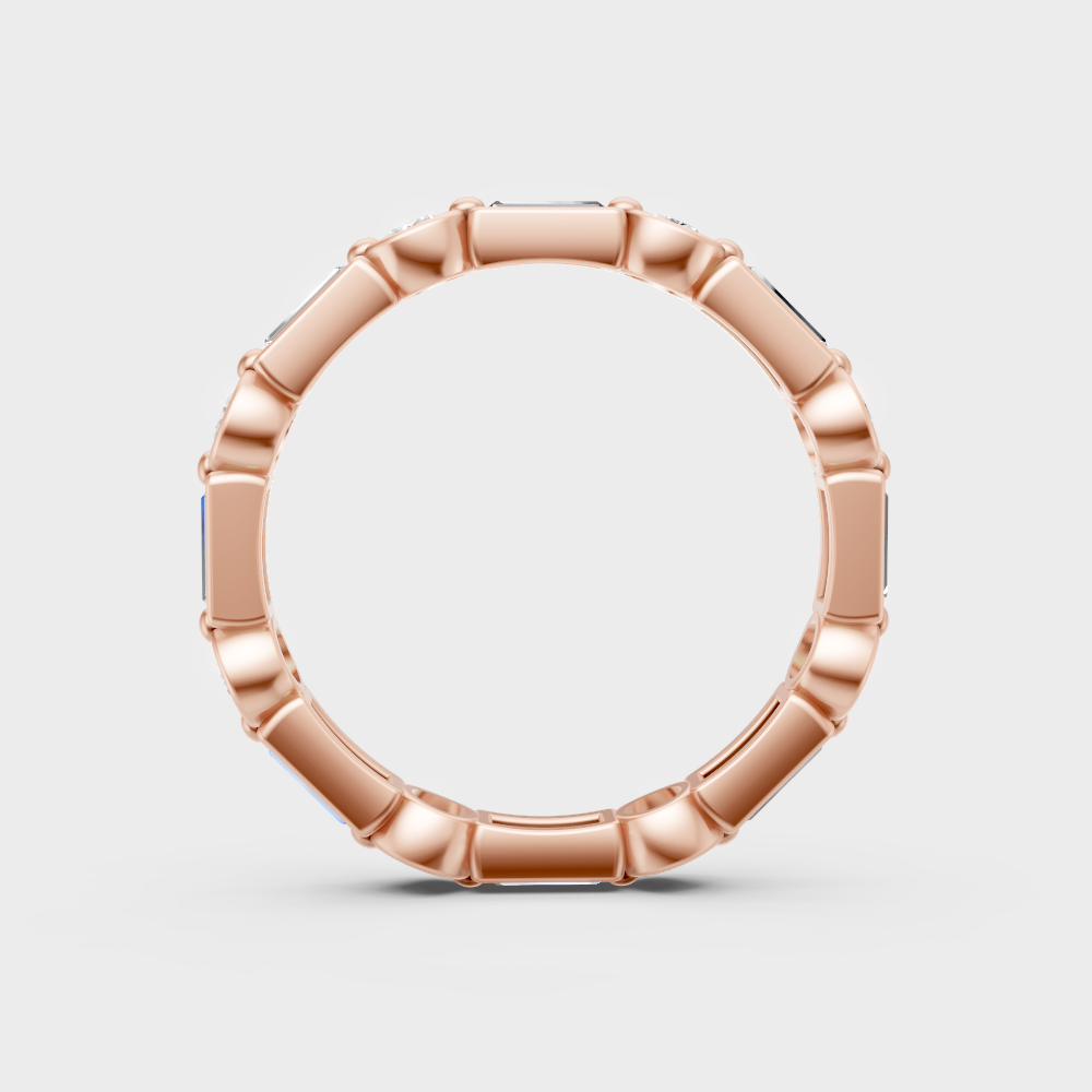 Blush Rose Gold Alternating Diamond Band For Sophisticated Sustainable Luxury